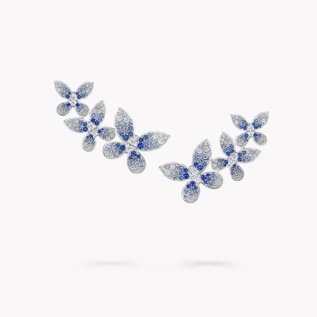 Ohrringe Butterfly Sapphire, Tourmaline and Diamond