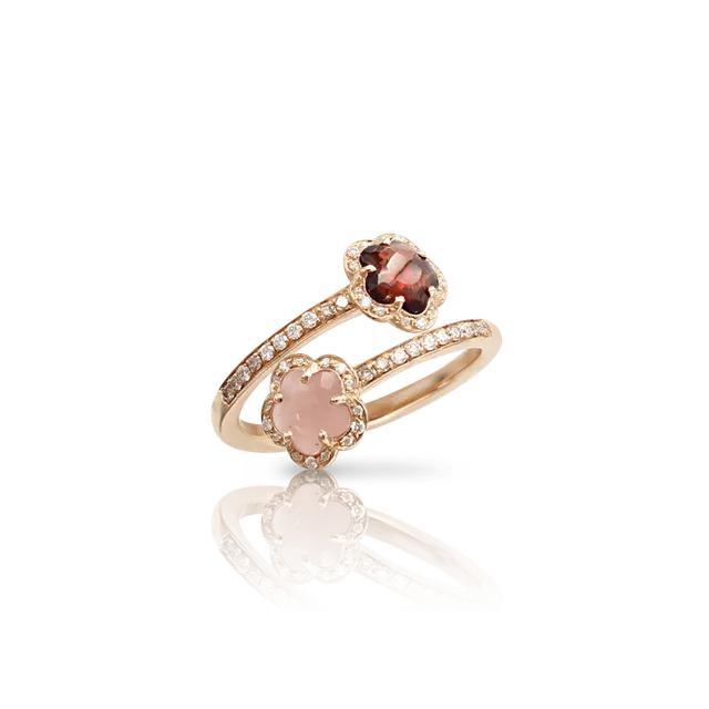 Кольцо Figlia Dei Fiori Pink Chalcedony, Red Garnet