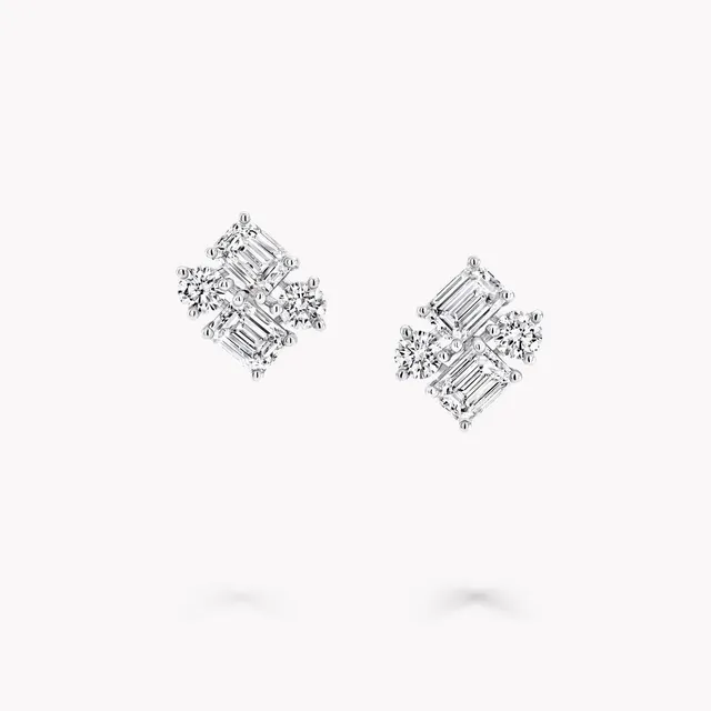Серьги Emerald Cut and Round Diamond