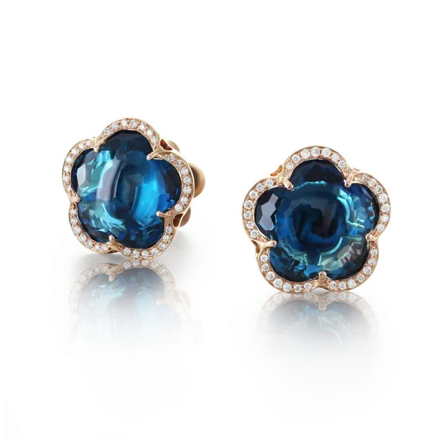 Náušnice BON TON London BLUE Topaz 11MM