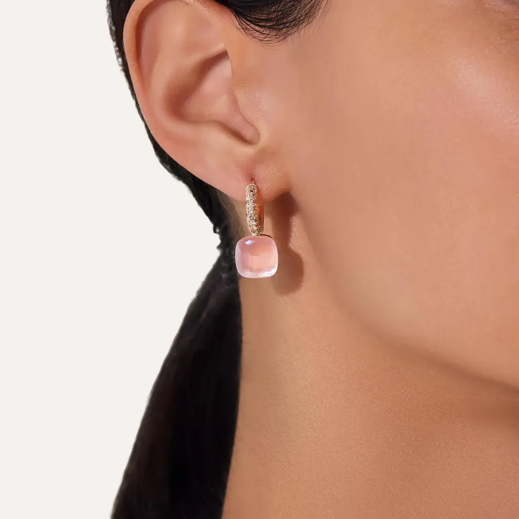 Earrings NUDO Classic ROSE Quartz — detail