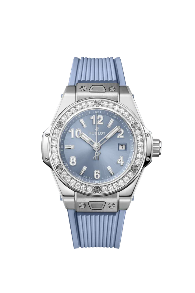 One Click Steel Coal Blue Diamonds 33mm
